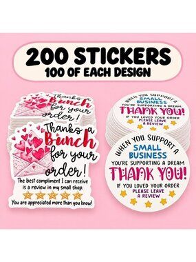 200 thank you  Stickers For Small Business